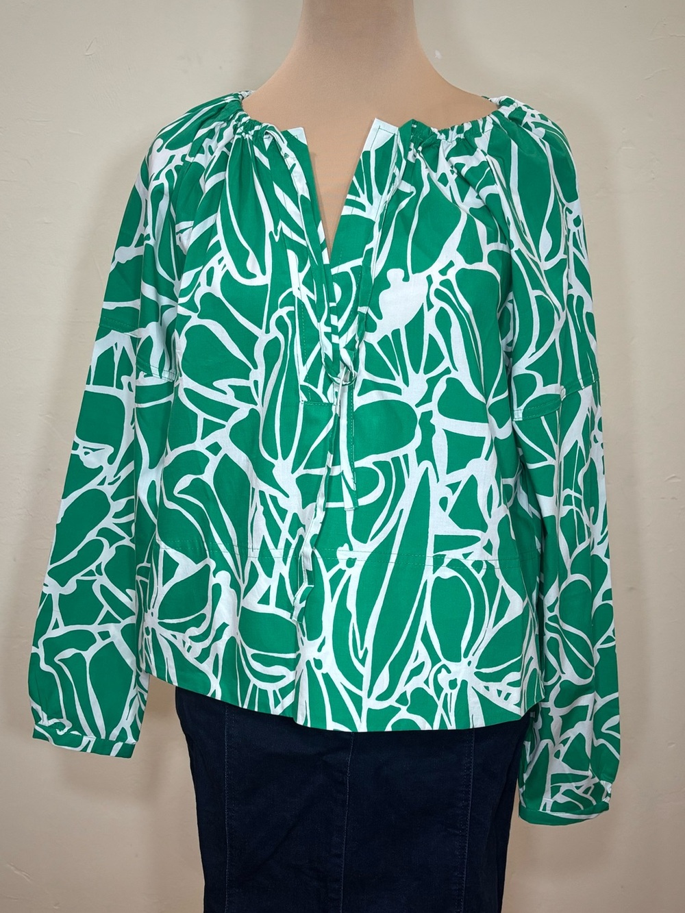 NWT Banana Republic Factory Shirred Popover Floral Shirt, 100% Cotton, XS